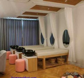 Giường gỗ gội đầu spa