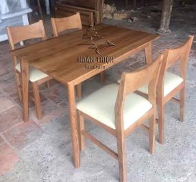 Bộ bàn ăn gỗ sồi 4 ghế mặt nệm