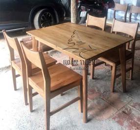 BỘ BÀN ĂN GỖ SỒI MỸ NATURAL KIỂU HIỆN ĐẠI 1M4