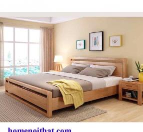 Giường ngủ gỗ sồi mỹ kiểu hiện đại