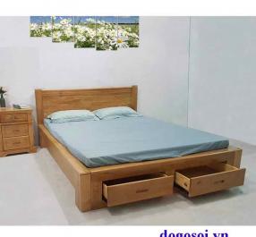 Giường ngủ gỗ sồi mỹ 2 hộc kéo đuôi.
