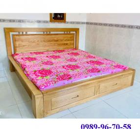 Giường ngủ gỗ sồi hộc kéo kiểu hiện đại