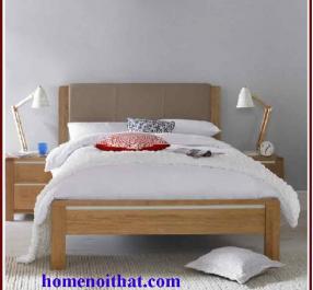 Giường ngủ gỗ sồi tựa bọc nệm 1m4
