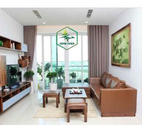 Sofa da bò gỗ walnut cao cấp tp hcm