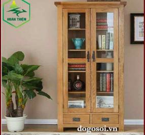 Tủ Sách khung gỗ sồi cánh kính